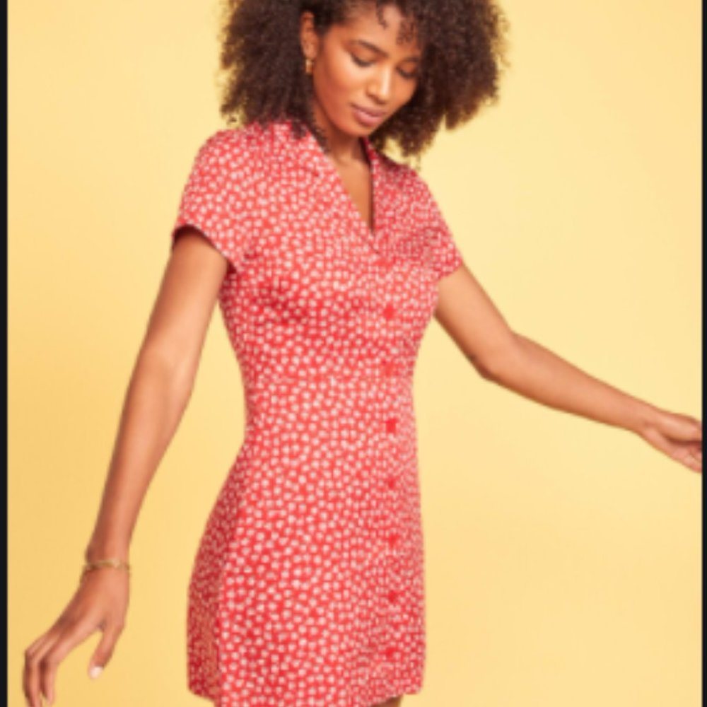 Red Floral Reformation Hilde Dress (Cassie)